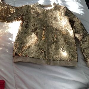 Kids Gold sequin bomber jacket